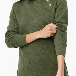 J. Crew Olive Button-Shoulder Turtleneck Sweater